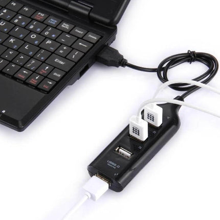 USB Hub with Four Ports for Connecting Devices Easily plugged into laptop, USB 2.0 hub powering mouse, keyboard and external drive
