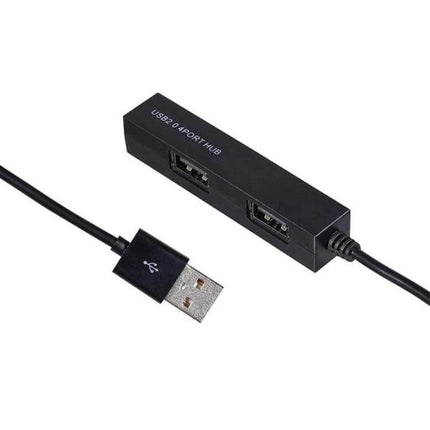 4-Port USB Hub for Connecting Multiple Devices in Black compact black 4-port USB hub for laptops and peripherals