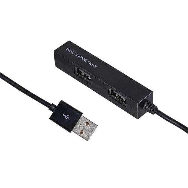 4-Port USB Hub for Connecting Multiple Devices in Black compact black 4-port USB hub for laptops and peripherals