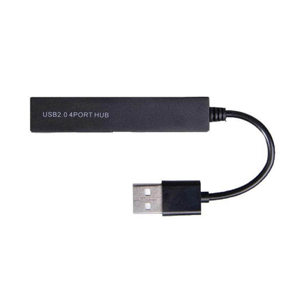 4-Port USB Hub for Connecting Multiple Devices in Black compact USB2.0 4-port hub for expanding laptop ports and connecting keyboards mice storage