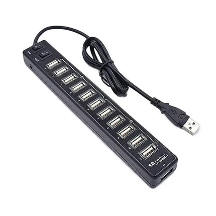 Versatile 12-Port USB Hub for Laptops and Device Connectivity
