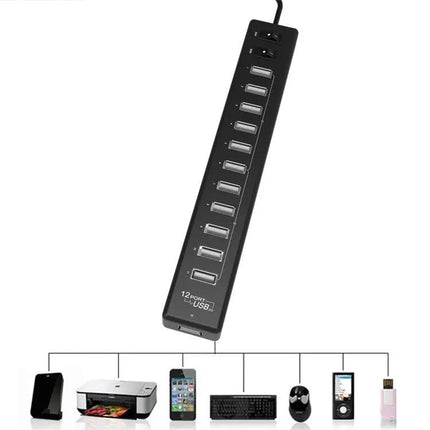 Versatile 12-Port USB Hub for Laptops and Device Connectivity