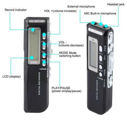 4GB Digital Voice Recorder MP3 Player With VOX Black
