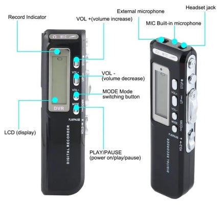 8GB Digital Voice Recorder MP3 Player Black VOX Phone