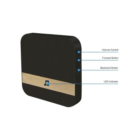 Black Wireless Doorbell Receiver with 52 Chimes for Home Entry