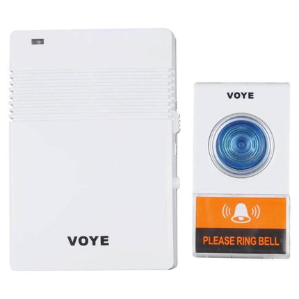 VOYE Wireless Doorbell for Home Entry Notifications with Custom Sounds - white wireless chime and push button unit