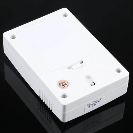 VOYE Wireless Doorbell for Home Entry Notifications with Custom Sounds white wireless chime receiver unit on black background