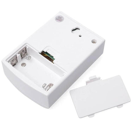 VoyE Wireless Chime Door Bell with Double Receiver white receiver unit showing open battery compartment and back cover