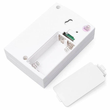 Voye Wireless Doorbell with Two Remote Controls for Home Entry white back casing with battery compartment open and cover removed