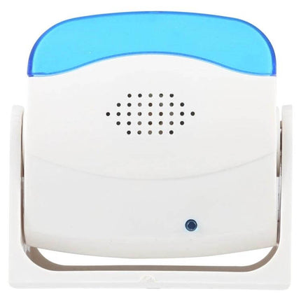 Easy-to-Use Wireless Doorbell for Homes and Businesses white and blue compact indoor receiver with sensor and speaker