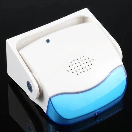 Easy-to-Use Wireless Doorbell for Homes and Businesses — compact white wireless doorbell with blue translucent cover and motion-sensitive light sensor