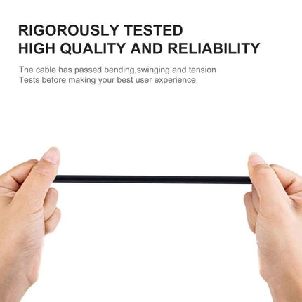 Keep your Samsung tablet charged for everyday tasks at home - durable tested charging cable shown being stretched to demonstrate high quality and reliability