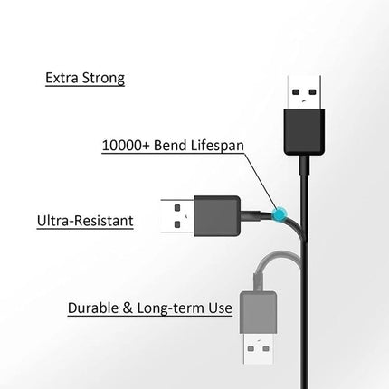 Keep your Samsung tablet charged for everyday tasks at home - durable extra-strong USB charging cable with 10000+ bend lifespan