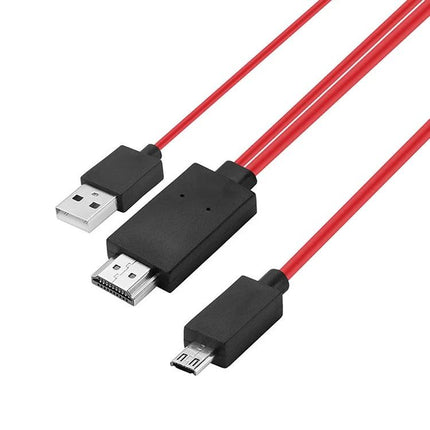 Adapter for Connecting Phone to TV in Daily Home Viewing - red HDMI to micro-USB cable for screen mirroring and family streaming