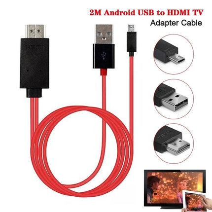 Adapter for Connecting Phone to TV in Daily Home Viewing red USB-to-HDMI cable for mirroring phone videos, photos and presentations to TV