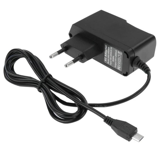 Micro USB Charger for Phones, Tablets and USB Devices with EU Plug - black wall charger with micro USB cable for travel and home use