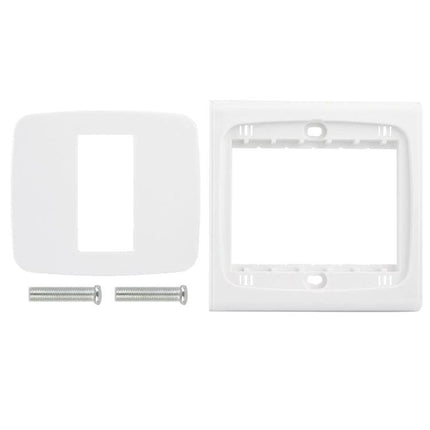 Universal Wall Plate with Screw for Ethernet and Home Theater Installations white plastic faceplate and screws for clean wall-mounted connections