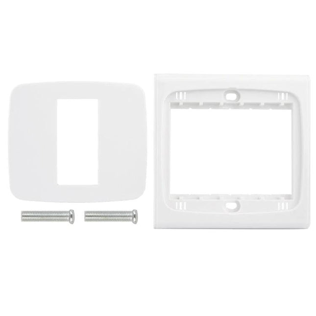 Universal Wall Plate with Screw for Ethernet and Home Theater Installations white plastic faceplate and screws for clean wall-mounted connections
