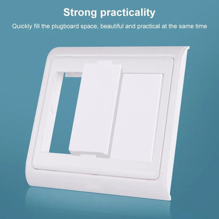 Blank Panel Filler for Switch Sockets, 4.7cm x 2.25cm x 1.7cm White ABS filler installed in electrical switch plate to cover unused socket space