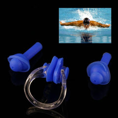 Silicone Swimming Nose Clip and Ear Plug Set - Random Colors