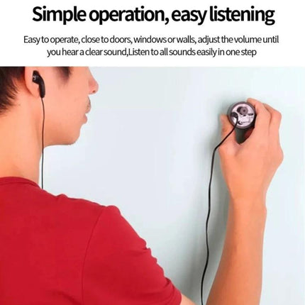 Home Ear Device for Hearing Through Walls Daily handheld wall-mounted listening device with earbud for discreet audio monitoring