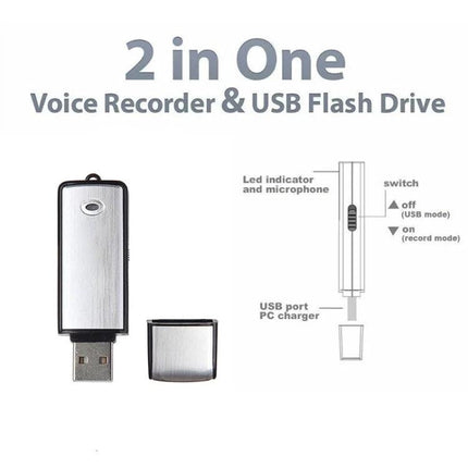 Essential USB Voice Recorder for Everyday Notes and Storage - compact 2-in-1 USB voice recorder and flash drive with cap