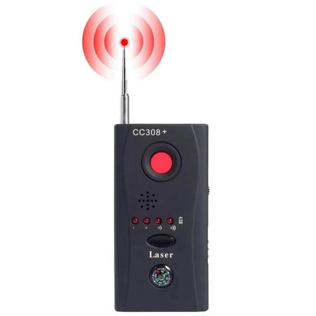 Portable Detector for Hidden Cameras and RF Signals - handheld CC308+ RF and camera finder with telescopic antenna