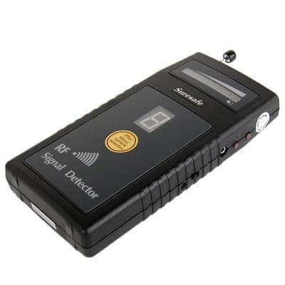 Portable RF Signal Detector for Hidden Camera and Bug Detection handheld unit with digital display and antenna