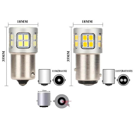 S25 30-SMD LED Bulb Turn Brake Tail Lights Cool White compact 1156/1157 socket 360-degree bright 35mm LED bulb