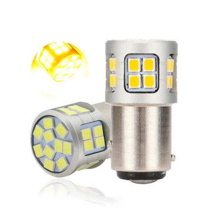 S25 30-SMD LED Bulb Turn Brake Tail Lights Cool White showing 360-degree bright cool white illumination for 1156/1157 sockets