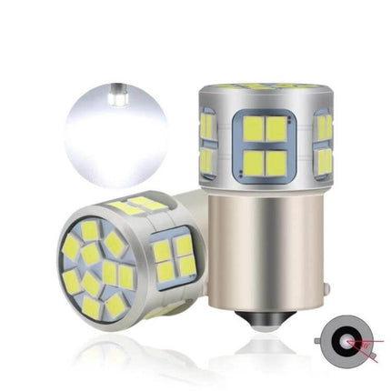 S25 30-SMD LED Bulb Turn Brake Tail Lights Cool White compact 360-degree cool white automotive bulb for 1156/1157 sockets
