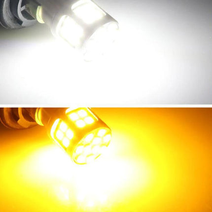 Alt Tag: S25 30-SMD LED Bulb Turn Brake Tail Lights Cool White bright 360-degree automotive reversing and brake light, cool white and amber modes