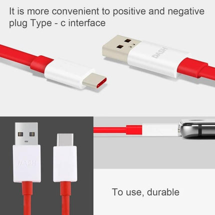 OnePlus USB-C Charging Cable for Everyday Phone Use red USB-A to USB-C cable showing reversible Type-C plug and durable connectors
