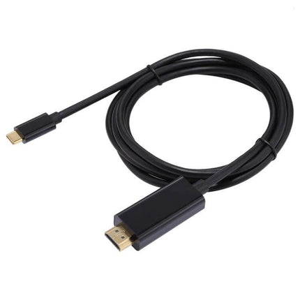 HDMI to USB-C Adapter Cable, 1.8 Meters for Device Connections - black cable connecting USB-C laptop to HDMI display for streaming and presentations