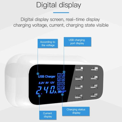 Essential USB Charging Station for Daily Home Device Needs with digital display and multiple USB ports for phones tablets and accessories