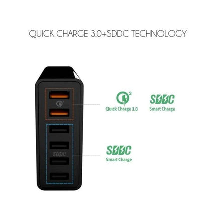 VEDFUN USB Charger for Everyday Device Powering at Home and Travel - black multi-port quick charge 3.0 USB charger for home and travel use