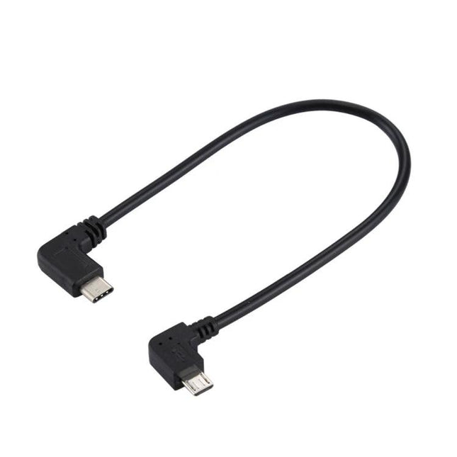 Essential USB Cable for Daily Smartphone Charging and Travel — compact black right-angle micro USB cable for desk, car, and travel charging
