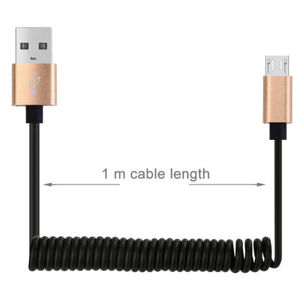 Micro USB Cable for Charging and Data Transfer in Daily Life - 1m coiled black cable with gold connectors