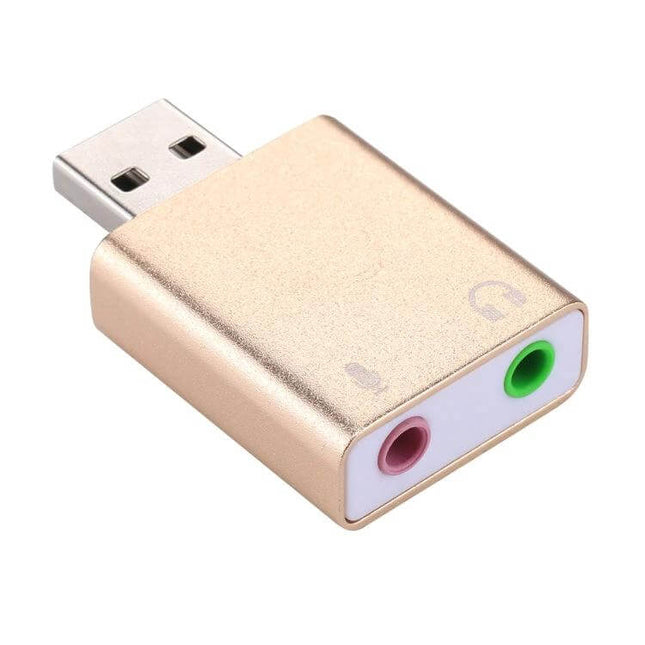External USB Sound Card for 7.1 Channel Computer Audio Adapter gold USB audio dongle with mic and headphone jacks