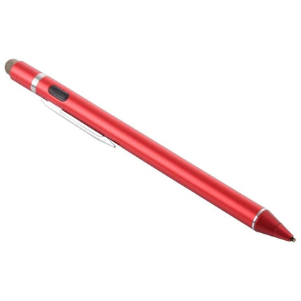 Active Rechargeable Stylus Pen for Precise Touch Screen Writing - red metal stylus with clip and dual-tip design for tablets and smartphones
