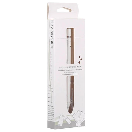 Active Rechargeable Stylus Pen for Precise Touch Screen Writing in retail packaging, silver stylus shown for tablets and smartphones