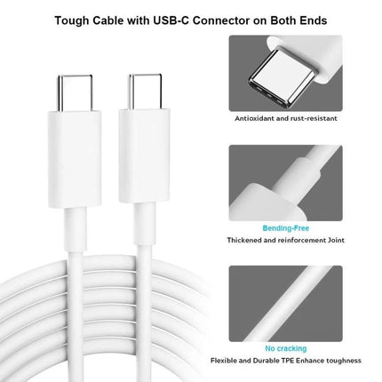 2 Meter USB-C Charging Cable for Everyday Device Needs - white USB-C to USB-C cable with reinforced joints and flexible TPE jacket