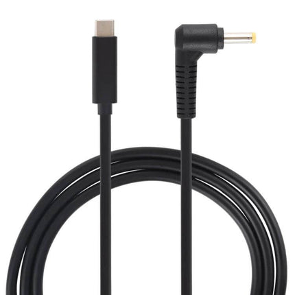 USB-C Laptop Charging Cable for Compatible Devices, 1.5 Meters - black cable with USB-C to 4.0x1.7mm right-angle laptop charger connector