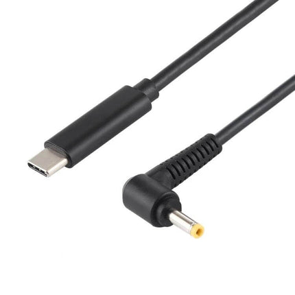 USB-C Laptop Charging Cable for Compatible Devices, 1.5 Meters – black USB-C to 4.0x1.7mm laptop power cable, angled DC tip for charging