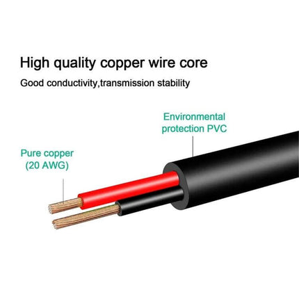 USB-C Laptop Charging Cable for Compatible Devices, 1.5 Meters - closeup of 20 AWG pure copper wires and environmental protection PVC jacket