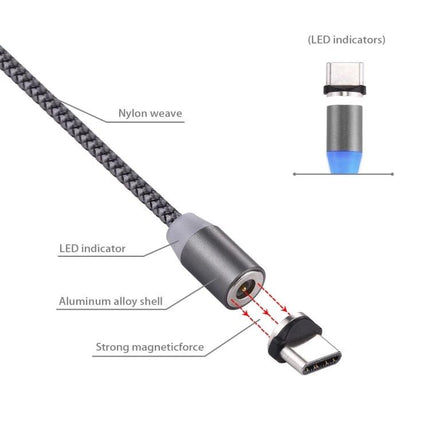 Convenient Magnetic USB-C Cable for Daily Use at Home, Office, and Travel — braided nylon, LED indicator, aluminum shell, strong magnetic connector