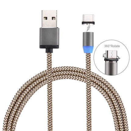 Convenient Magnetic USB-C Cable for Daily Use at Home, Office, and Travel - braided magnetic USB-A to USB-C charging cable with detachable rotating tip