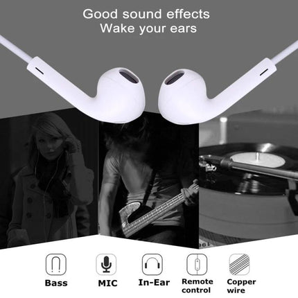 Wired Earphones With Microphone For Commuting And Office Calls white ergonomic earbuds with 3.5mm cable microphone