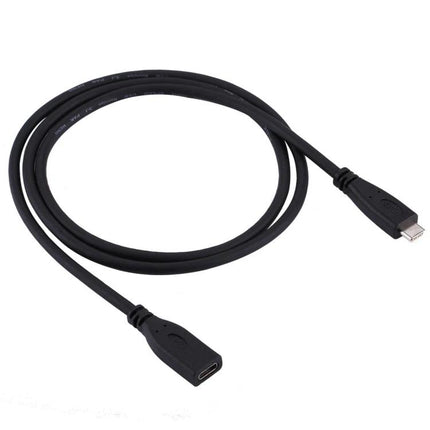 Versatile USB-C Adapter Cable for Daily Device Connections showing a black Type-C 3.1 male-to-female extension cable on white background