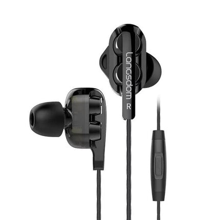 Langsdom Wired In Ear Headset With Comfort Fit For Commuting black wired earbuds with in-line mic and 8mm drivers